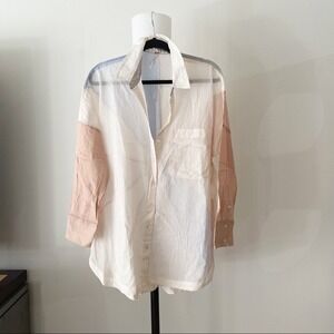 Free‎ People Sheer Rainbow Rays Button Down Shirt White size medium